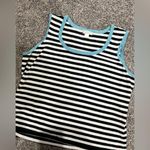 Christopher & Banks  Black and White Striped Tank with Blue Trim Photo 4