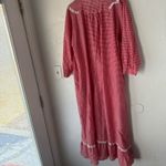 Vintage Katz Red Gingham Nightgown Ruffled Lace Trim Long Sleeve Cottage Prarie Size XL Photo 4