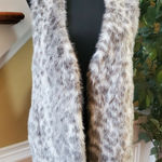 Democracy  Long Vest Faux Fur Rare Color Animal Print Small Size WPocket Photo 0