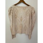 NWOT Anna Cate Sweatshirt Cotton Blend Cream Beige Ikat Poof Sleeve Medium Tan Photo 7