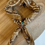 Tan Floral Daisy 100% Cotton Square Wrap Neck Tie Bandana Unisex Western Photo 0