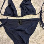 & Other Stories & Other Stories Deep Blue Swimwear with ruffle tie top Photo 3