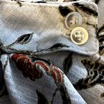 VTG 70s Fire Islander Pussybow Pussycat Bow Blouse Floral Print Button Down 12 Blue Photo 1