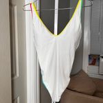 Sanctuary  Ribbed White And Multicolor Tone Swimsuit Size Small new Photo 2