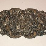 Antique Victorian Brass Floral Water Lily Vintage Brooch Shoulder Pin Silver Photo 0