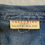 Telluride Clothing Co Denim Jean leather piping accent button up shirt Blue Size M Photo 3