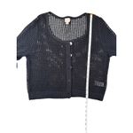 A New Day  Black Crochet Cardigan Large Button Front Knit Open Weave Sweater L Photo 6