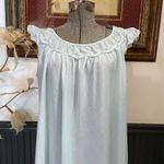 Vintage Baby Blue Nightgown Scalloped & Floral Embroidered Babydoll Dress 💚🎀 Size L Photo 2