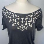Billabong Open Back Laser Cut Tee Top Black Gray Medium NWT Casual Boho Surf Photo 3