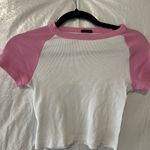 Brandy Melville Pink & White Bella Cropped T-Shirt Size XS Photo 2