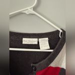 VTG Sheep Cardigan Sweater 3D Puffy Colorblock Gray Red Lamb Boho Size XL 2XL Photo 2