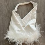 Cotton Candy LA Satin Fur Trim Halter Top Photo 0