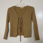 Full Circle Trends double tie front ribbed cardigan tan brown size medium Photo 0