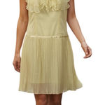 WD.NY Yellow Silk 20s Inspired Sleeveless Flapper Midi Dress Size 8 Photo 0