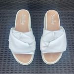 Shellys London White Leather Platform Bow Slide Sandals Modern comfort Sz 38 Photo 4