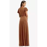 After Six FLUTTER SLEEVE VELVET WRAP MAXI DRESS WITH POCKETS Brown Size XS Photo 3