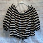 Who What Wear lightweight cotton off the shoulder striped tie waist XL puffy Photo 4