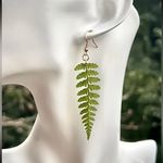 Handmade Real Fern leaf resin Dangle Earrings dried natural flat cute plant lover New Photo 1