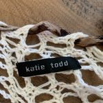 Katie Todd Weave Crochet Cardigan Boho Sz M Medium Cover Up White Ribbon Trim Photo 4