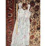 Women’s Reverly Light Blue Floral Chiffon Bridesmaid Maxi Dress Size 16 Photo 5