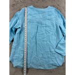 Talbots Women Blue Linen Pintuck Popover Tunic Shirt XL Roll Tab Sleeve V-Neck Photo 8