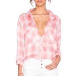 The Laundry Room  Rayon Thoreau Split Back Plaid Button Up Blouse Shirt Medium Photo 0
