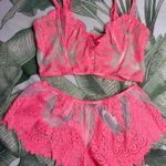 Victoria's Secret Victoria’s Secret Pink Sheer Floral Lace Lingerie Bra & Shorts Set Dream Angels Photo 0