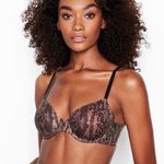 Victoria's Secret Black Pink Oil Snakeskin Print Push-Up Bra Sz 32D Photo 0