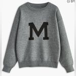 Commence Commense Womens “Oversized “M” Grey Letter Printed Sweater Size XL Photo 2