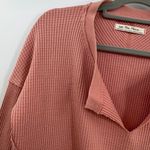 Free People We the Free Monterey Thermal Shirt  womens XS oversized pink V-neck Photo 1