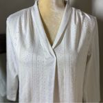 White Fitted Blouse with unique pointelle eyelet design Photo 3