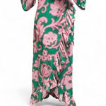 Rhode Womens Lydia Take It Easy Pink Green Floral Print Midi Wrap Dress Size XS Photo 3