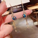 Blue Peacock Tassel Earrings 2023 New Trendy High End Earrings Photo 7