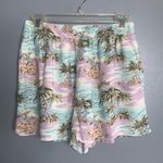 American Eagle Outfitters Pastel Palm Print High Waist Shorts Pockets Small Photo 1