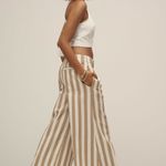 Anthropologie Tan and White Striped Wide-Leg Pants Photo 2