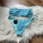 Lulus LULU’S Surf’s Up Mint Zebra Print Tie Back Bikini Photo 2