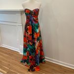 Vintage Formal Dress XS Y2K Strapless Long Gown Holiday Party Beaded Tropical Red Photo 7