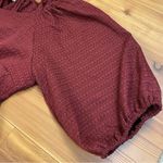 Lena & Lou Deep Red Woven Empire Waist Babydoll Midi Dress Puff Sleeves 1X New Photo 10