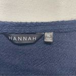 Hannah Knit Sweater Women’s Size XL navy eyelet lace V Photo 3