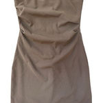 ZARA Strapless Ruched Bodycon Mini Dress Size S Taupe  Mocha Tube Strapless Dress Photo 0
