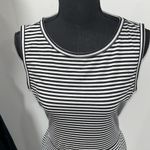 Merokeety Elegant Black and White Striped Dress Photo 1