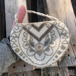 Vintage beaded tiny clutch purse cream gold White Photo 3
