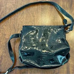 Liz Claiborne  Black Faux Patent Leather Crossbody Purse Shoulder Bag Glossy Logo Photo 6