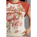 Pilcro Anthropologie Muscle Sweatshirt Size S Cream Floral Graphic Orange Photo 3