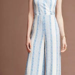 Line and Dot Anthropologie  Bandana Halter‎ Jumpsuit Blue Boho Spring Resort Photo 0