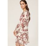 GREAT JONES Boho Floral Print Tiered Mini Dress Tassels Velvet Trim SIZE L Red Size L Photo 1