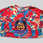 SheIn Women's Cropped Halloween Pumpkin Tie Dye Short Sleeve Graphic T-Shirt XS Photo 0