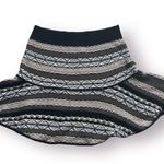 Free People Geometric Boho Knit A-Line Mini Skirt M Striped Twirly Nordic Folk Photo 0