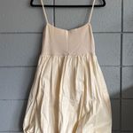 ZARA Women's Combination Knit Bubble Hem Mini Dress size S in Cream Coquette Photo 2