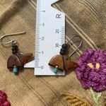 Handmade Tiny Beaded Elephant Fish Hook Back Earrings Brown Photo 1